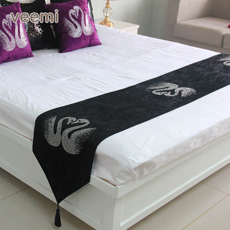 欧式奢华酒店床旗 宾馆床旗床尾巾 足浴会所床搭 镶钻床尾旗 定制