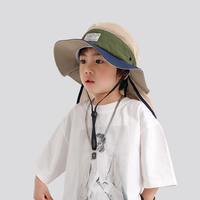 儿童帽子渔夫帽夏季薄款潮酷男童遮阳帽防晒帽女童太阳帽防紫外线