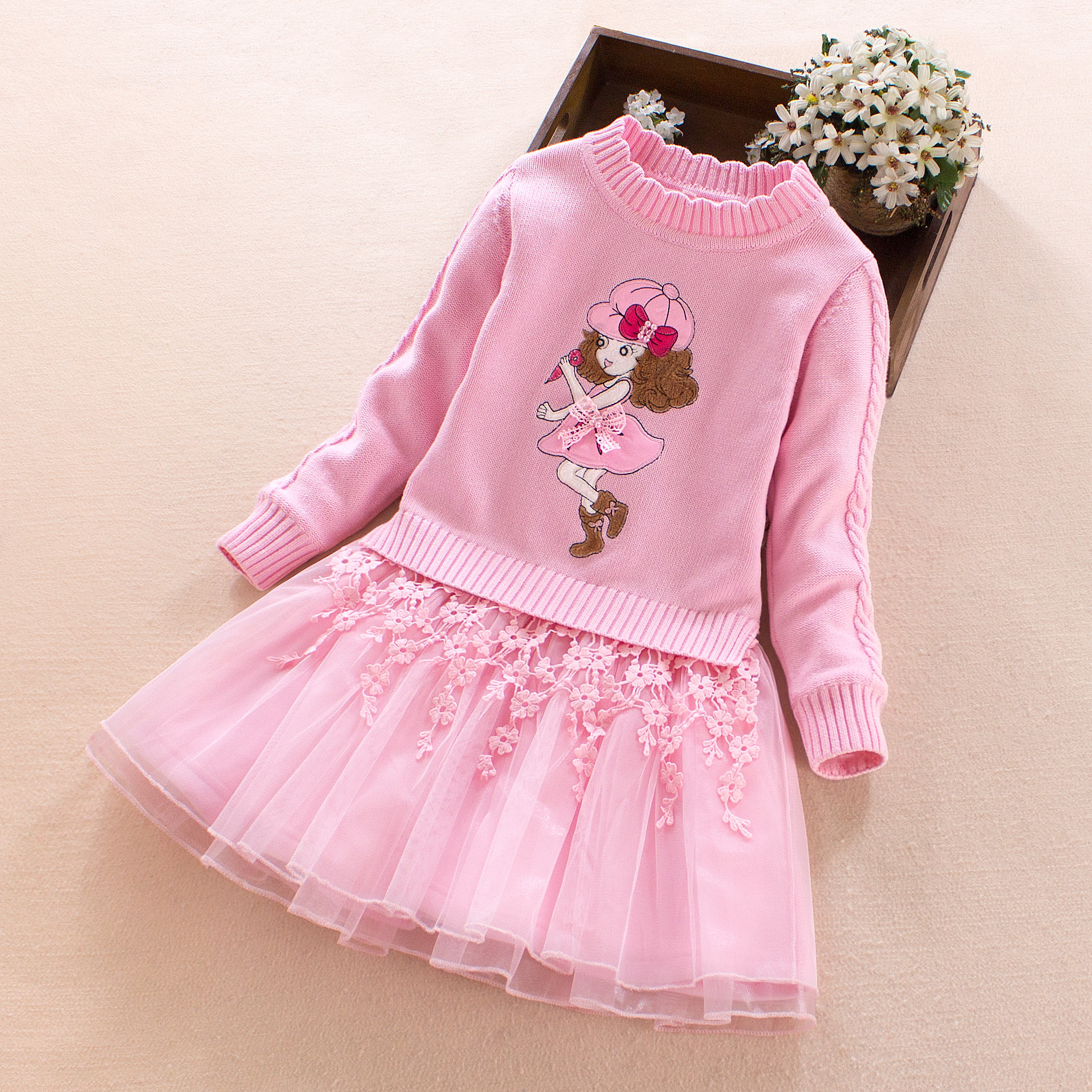 女童连衣裙加绒加厚洋气2021新款儿童公主裙纯棉宝宝裙子冬季纱裙