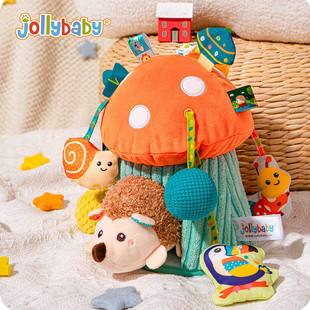 jollybaby蘑菇屋婴儿抽抽乐车床挂件抬头练习拉震带音乐宝宝玩具1