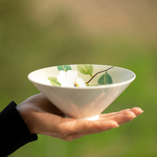 山水间茶花桂花釉下彩手绘餐具套装景德镇陶瓷碗圆盘子家用中式碗