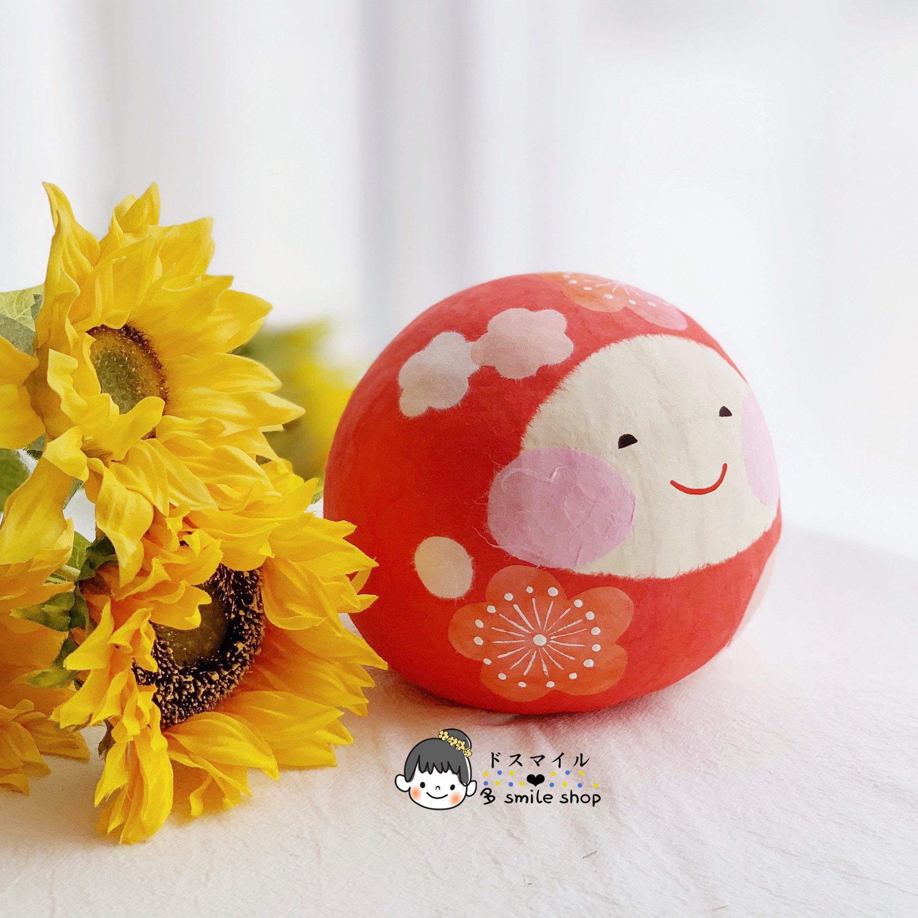 现货日本进口京都龙虎作治愈系手工艺和纸礼笑脸花笑家居玄关摆件