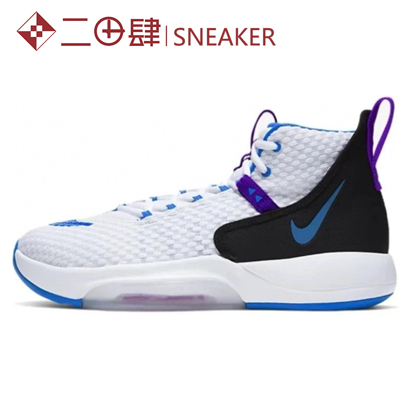 热销Nike Zoom Rize 防滑 实战篮球鞋 高帮 黑白蓝 BQ5398-101