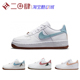 热销Nike Air Force1 Low AF1 板鞋 植物刺绣 黑曜石 白蓝 DA3093