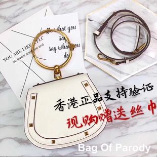 古馳la Bag of parody LA復古鉚釘手提圓環馬鞍包馬蹄單肩斜跨迷你小豬包 古馳表