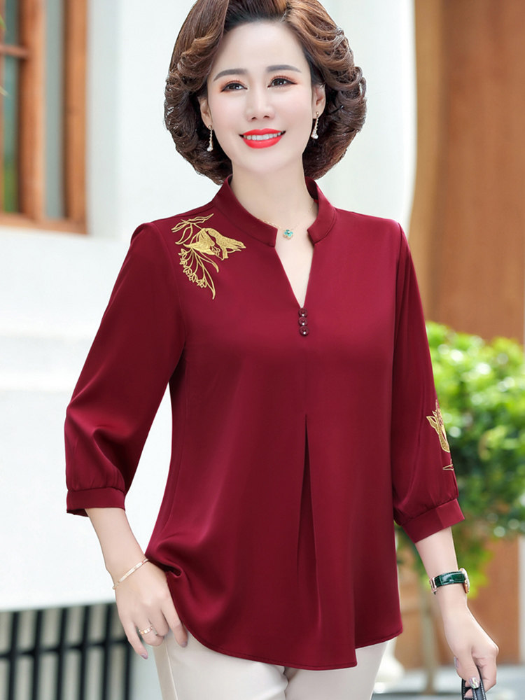 秋季喜婆婆妈妈结婚宴礼服外套装中老年女装红色平时可穿的上衣服