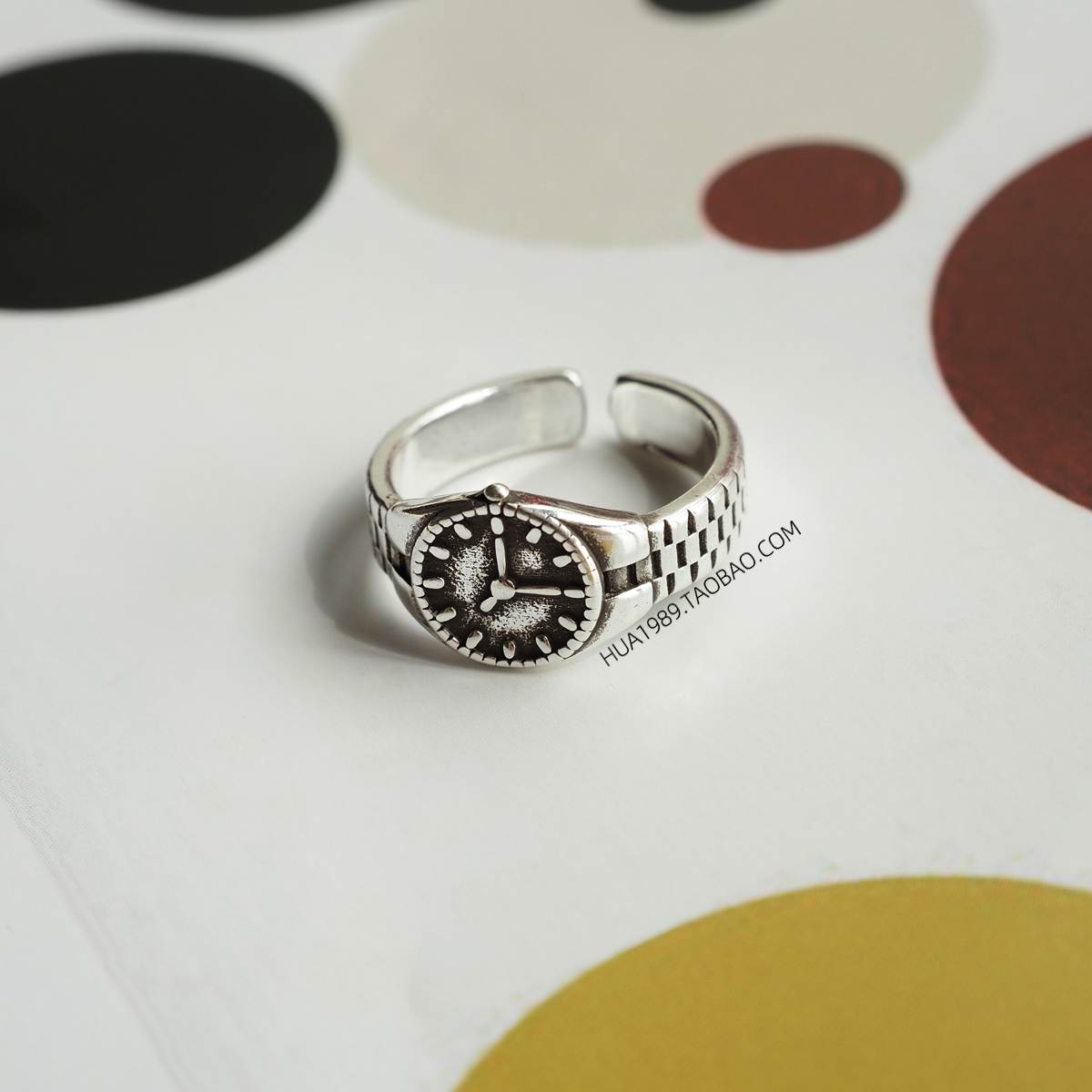 指尖的时间 手表设计感开口可调节中性 白铜镀银不褪色戒指指环