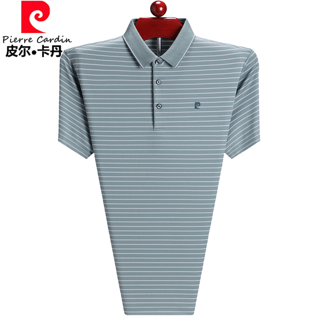 皮尔卡丹桑蚕丝高质量男士短袖t恤夏季高端名牌中老年爸爸polo衫