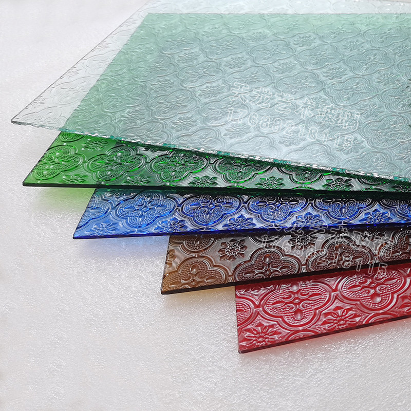 满洲窗海棠花彩色压花玻璃钢化西关门窗旧中式屏风玄关隔断定制