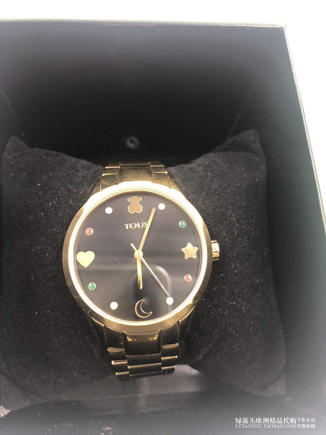 西班牙专柜正品tous桃丝熊经典图案彩色宝石钢镀18k金石英女表