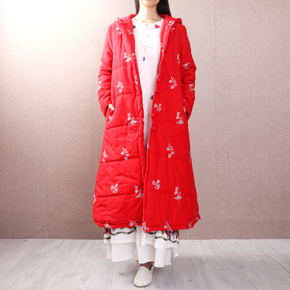 民族风女装复古刺绣中长款棉衣大额优惠券