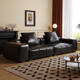 瑜芯复古风油蜡皮黑色saba像素模块沙发客厅设计师轻奢直排沙发