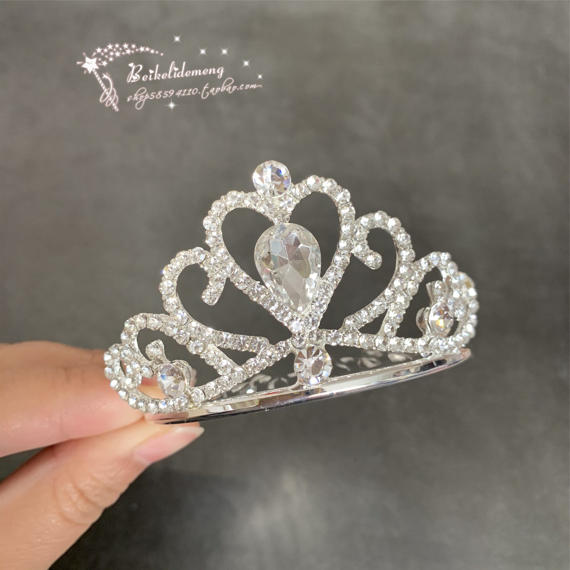 韩国进口bebeprince儿童女童小公主发饰立体闪闪水钻皇冠插梳发夹