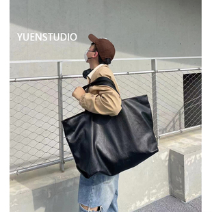 YUEN韩系软皮大容量旅行袋男女运动健身背包外出大容量手提大包潮