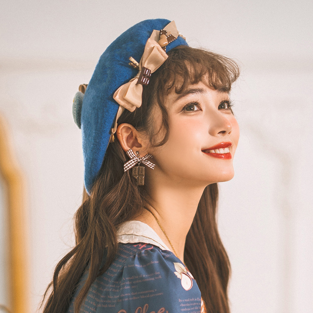 淘宝￥30折后价￥30lolita熊耳贝雷帽蓓蕾帽烧饼女帽子日系原创手作