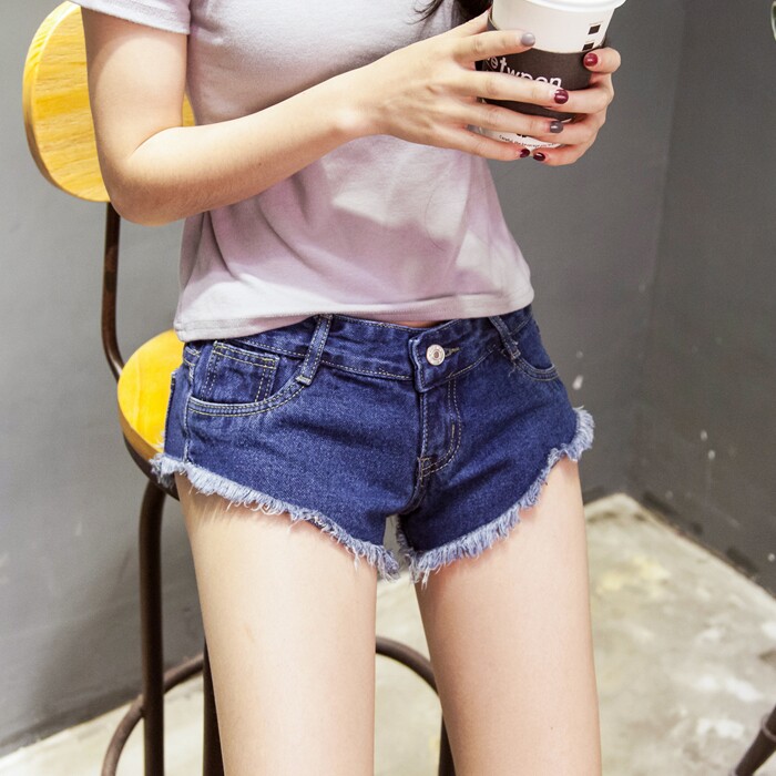 性感低腰牛仔裤毛边流苏打底热裤三角裤翘臀显腿长显瘦超短裤女潮