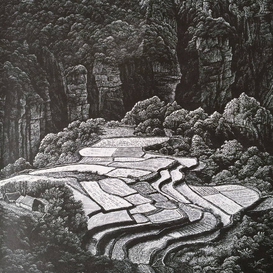 罗保根《桃花源》 绝版木刻