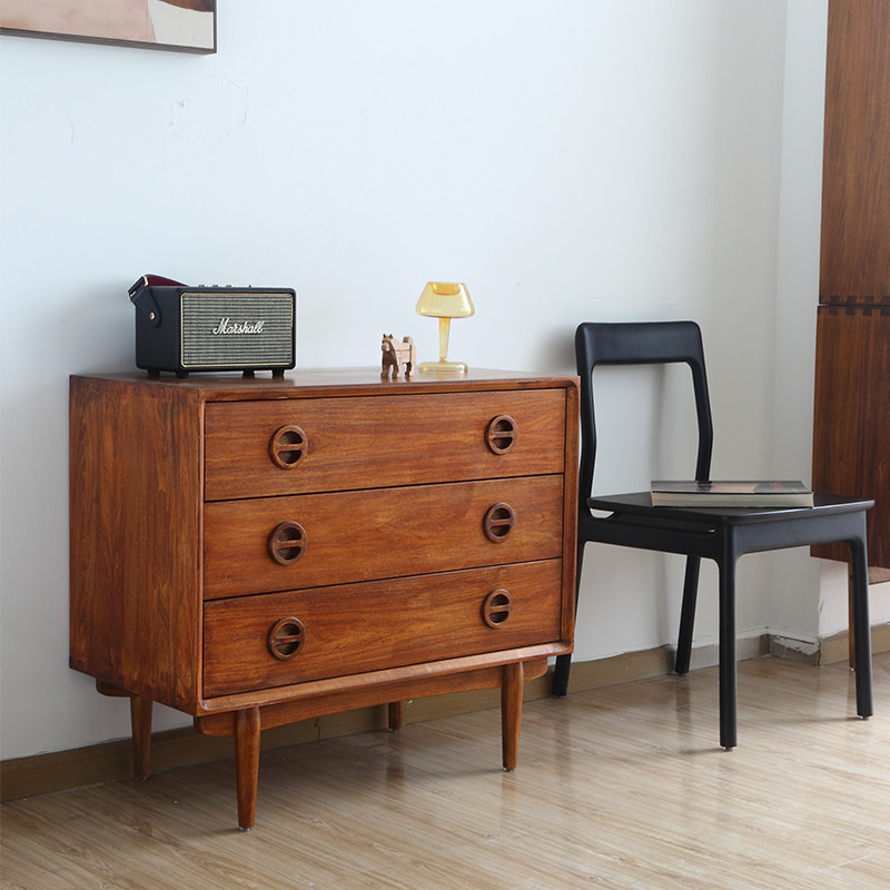 忆朴复古斗柜边柜三抽柜收纳储物mcm实木家具卧室vintage丹麦中古
