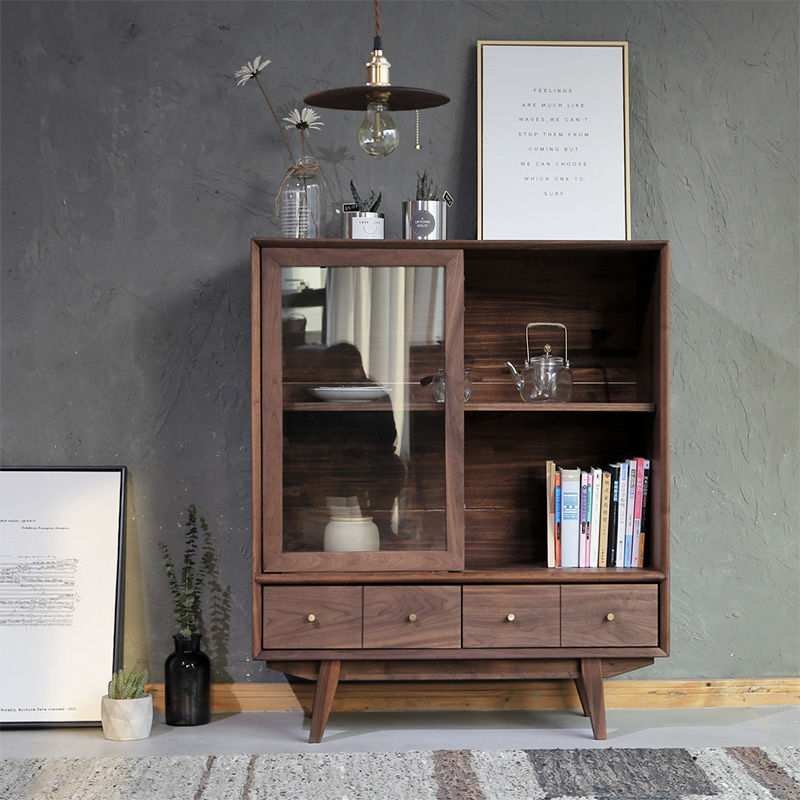 忆朴 北欧实木餐边柜 客厅餐厅装饰柜黑胡桃木全风格家具|msdalam kategori perabot kediaman, kabinet, kabinet sebelah Meal - dari Buy2taobao.com untuk memberikan perkhidmatan ejen Taobao profesional membeli