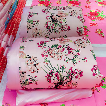 绸缎冰丝柔软天丝仿真丝被套被面床上用品植物花卉丝绸被罩棉被子