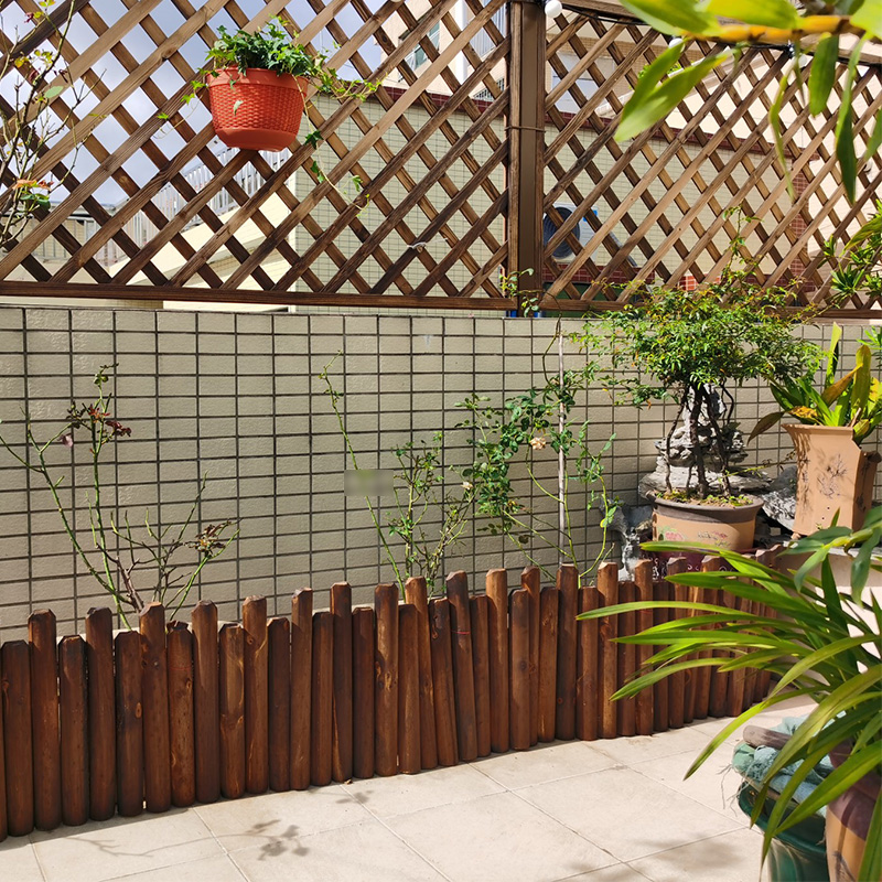 栅栏围栏室外篱笆防腐木碳化户外庭院花园装饰实木围墙种树护栏桩