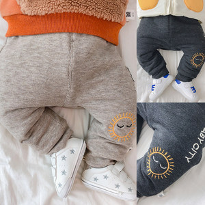 婴儿加绒大pp裤男冬季一岁女宝宝加厚保暖长裤冬天新生儿开裆裤子