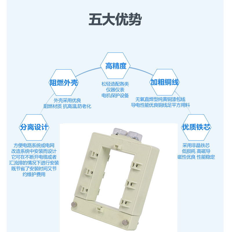 开启式开口式大电流互感器分离式交流三相DP88方形高精度计量铜排