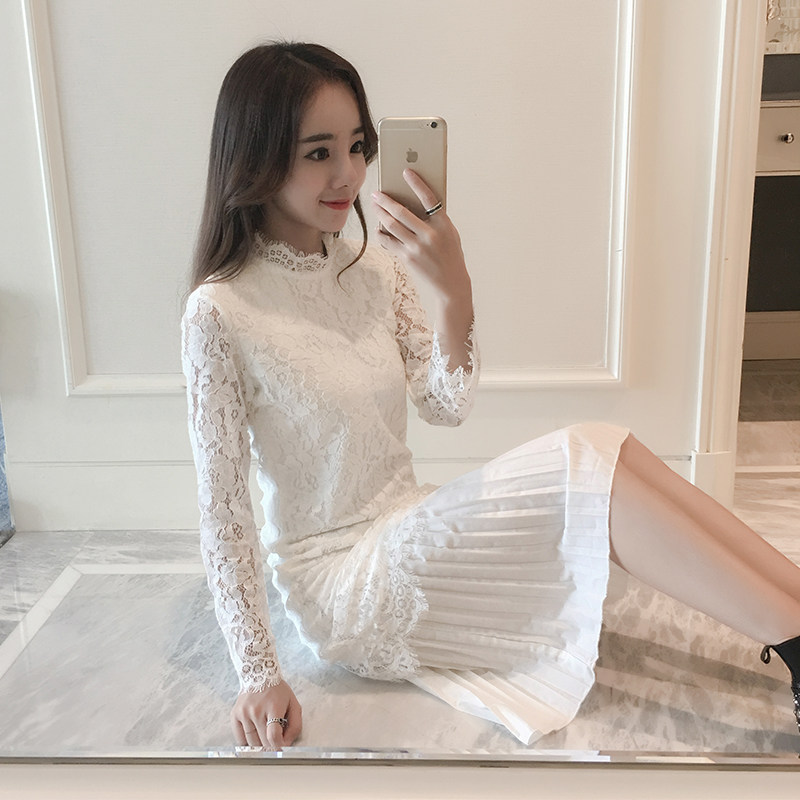 买一送一】冬季蕾丝打底裙女2017新款连衣裙白色中长款内搭裙子优惠券