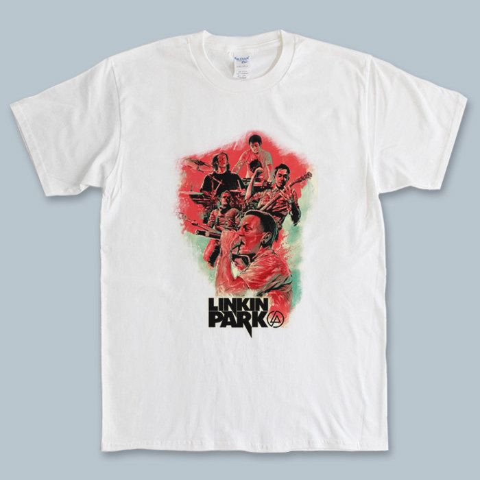 林肯公园linkinpark白色短袖摇滚乐队男女t-shirtt恤