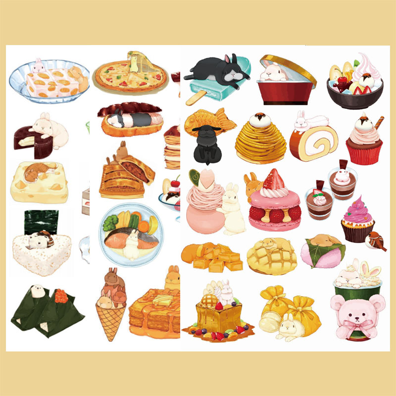 手帐素材打印自制_卡通贴纸手账未裁剪手帐素材贴纸打印自制硫酸纸