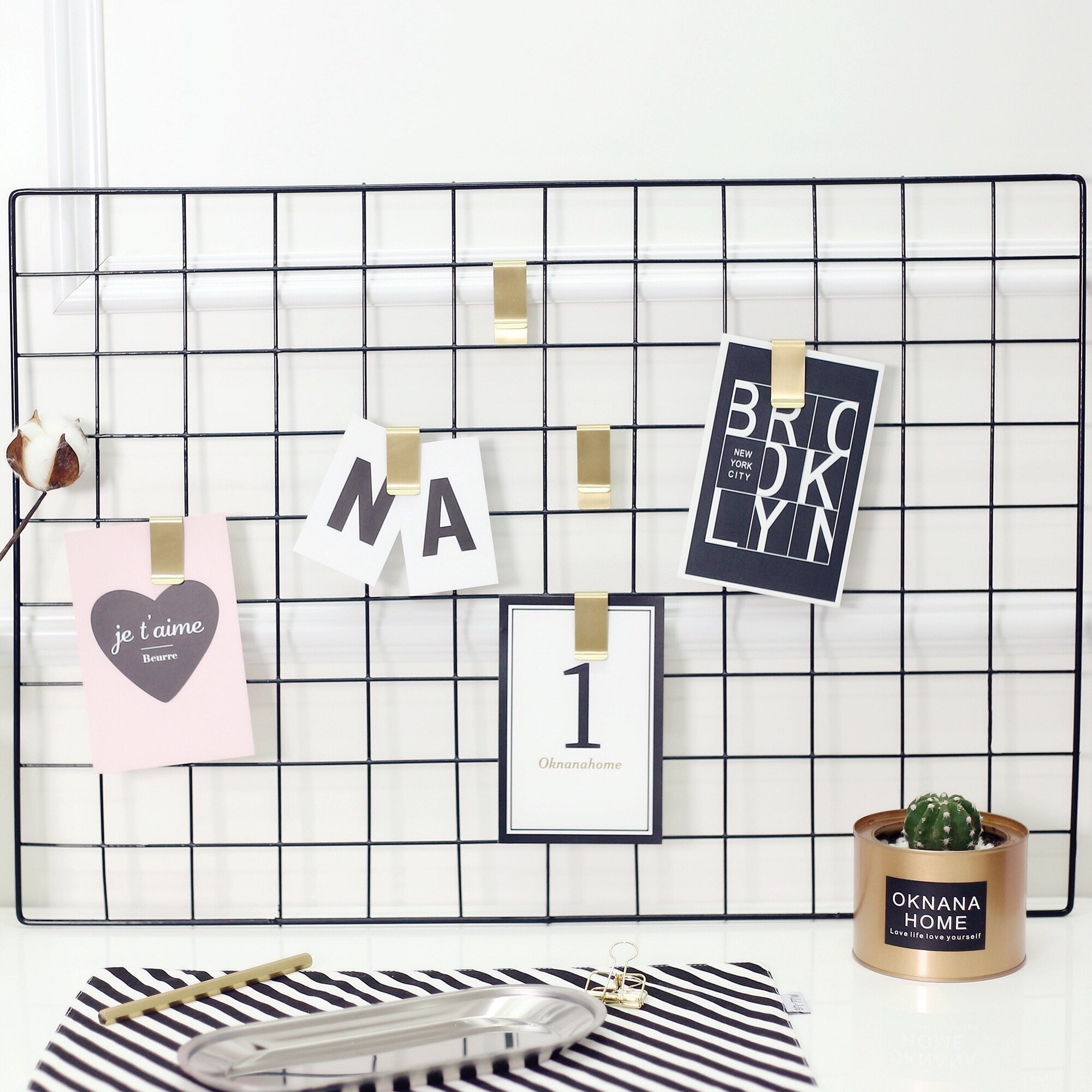 ins北欧风铁艺网格墙挂照片墙 装修房间铁装饰架墙面网红格子抖音