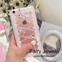 独家新款iphone6s全包软壳苹果6s plus水钻手机壳套外壳蕾丝女