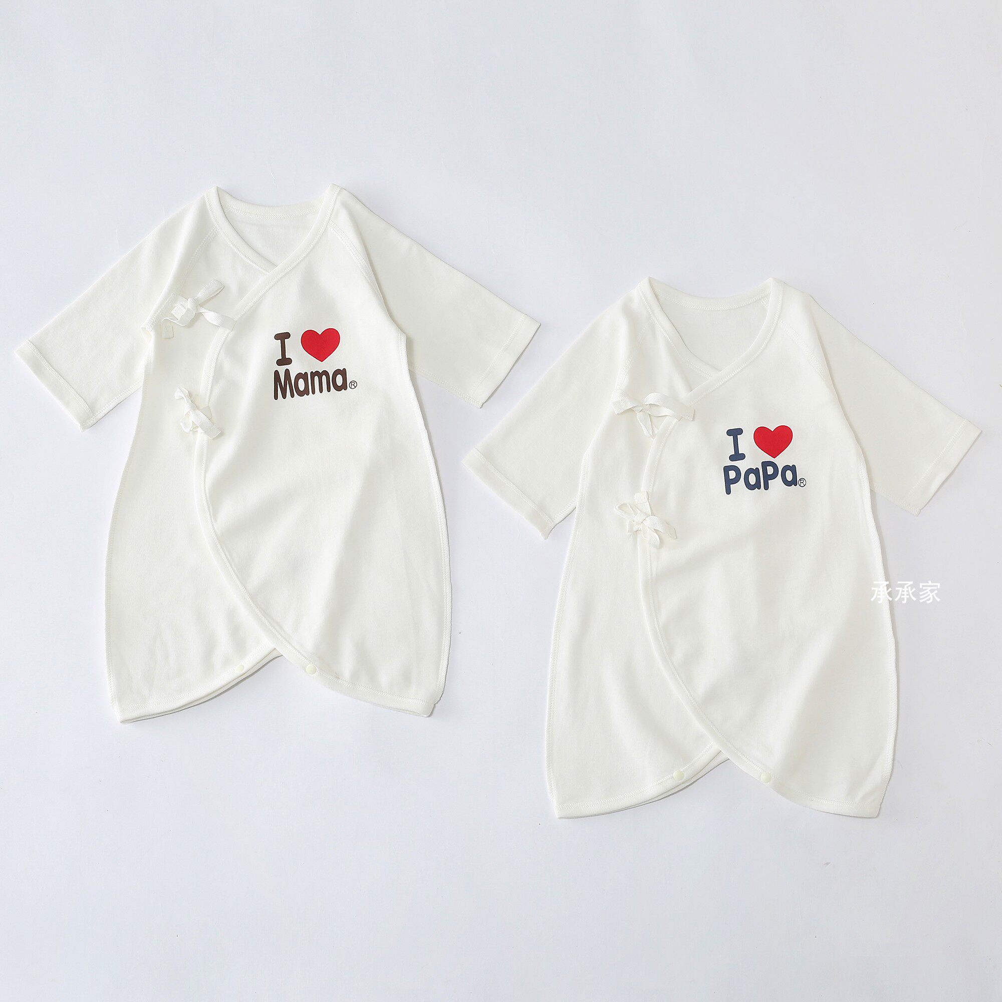 2件装春夏款婴儿纯棉蝴蝶衣新生宝宝连体衣我爱爸爸妈妈蝴蝶衣