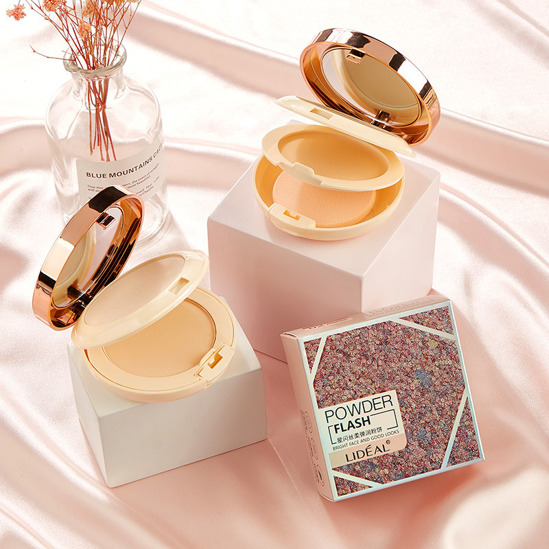 灵点粉饼控油定妆遮瑕持久防汗防水李佳琦推荐双层干湿两用学生款