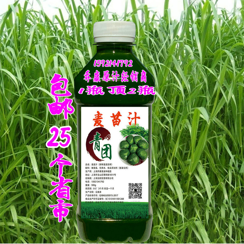 上海乔康麦苗汁500g包装新鲜麦草汁青汁清明传统青团青饼着色包邮