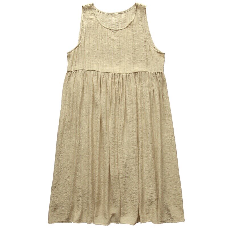 creamchild原创20夏日系奶油少女感淡鹅黄宽松无袖背心裙连衣裙女