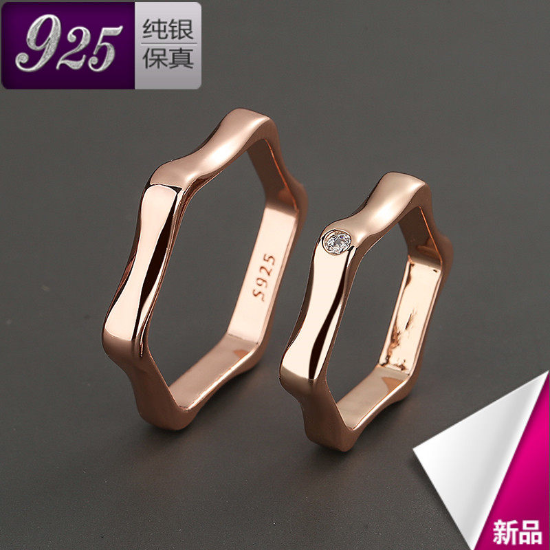 925纯银戒指情侣对戒小众设计六边形戒指俊哲同款六角形螺母戒指