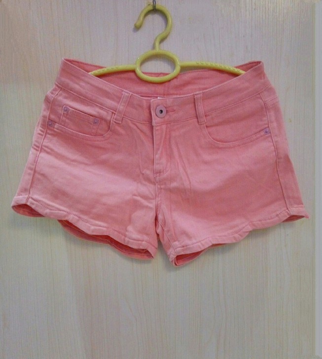 （实拍）淑女坊专柜夏季女装粉红色花边中腰短裤女士外穿打底裤
