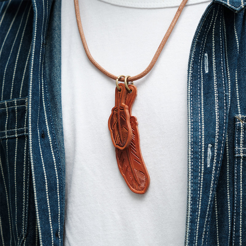 一折牛皮绳项链 头层真皮