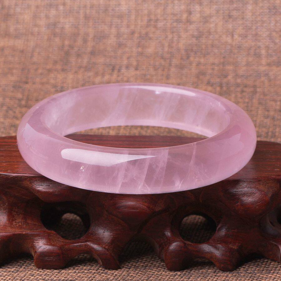 极品天然粉水晶手镯 芙蓉晶内径58mm 68.41克