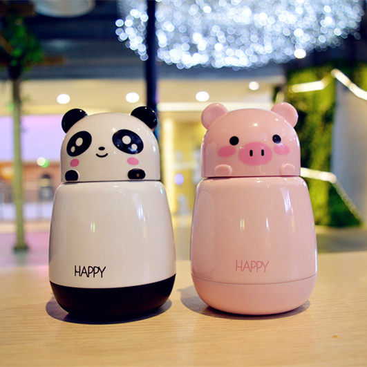 可爱小猪动物保温杯便携迷你卡通熊猫不锈钢水杯学生儿童保暖水瓶