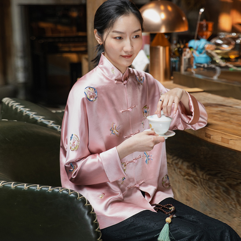 淘宝￥238券后价￥198春中国风亚麻短外套女对襟盘扣宽松上衣复古撞色