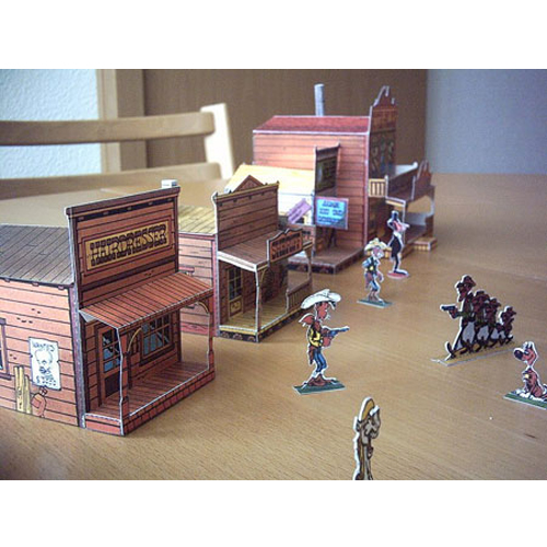 美国西部牛仔建筑场景3d立体纸模型DIY手工制作儿童益智折纸玩具