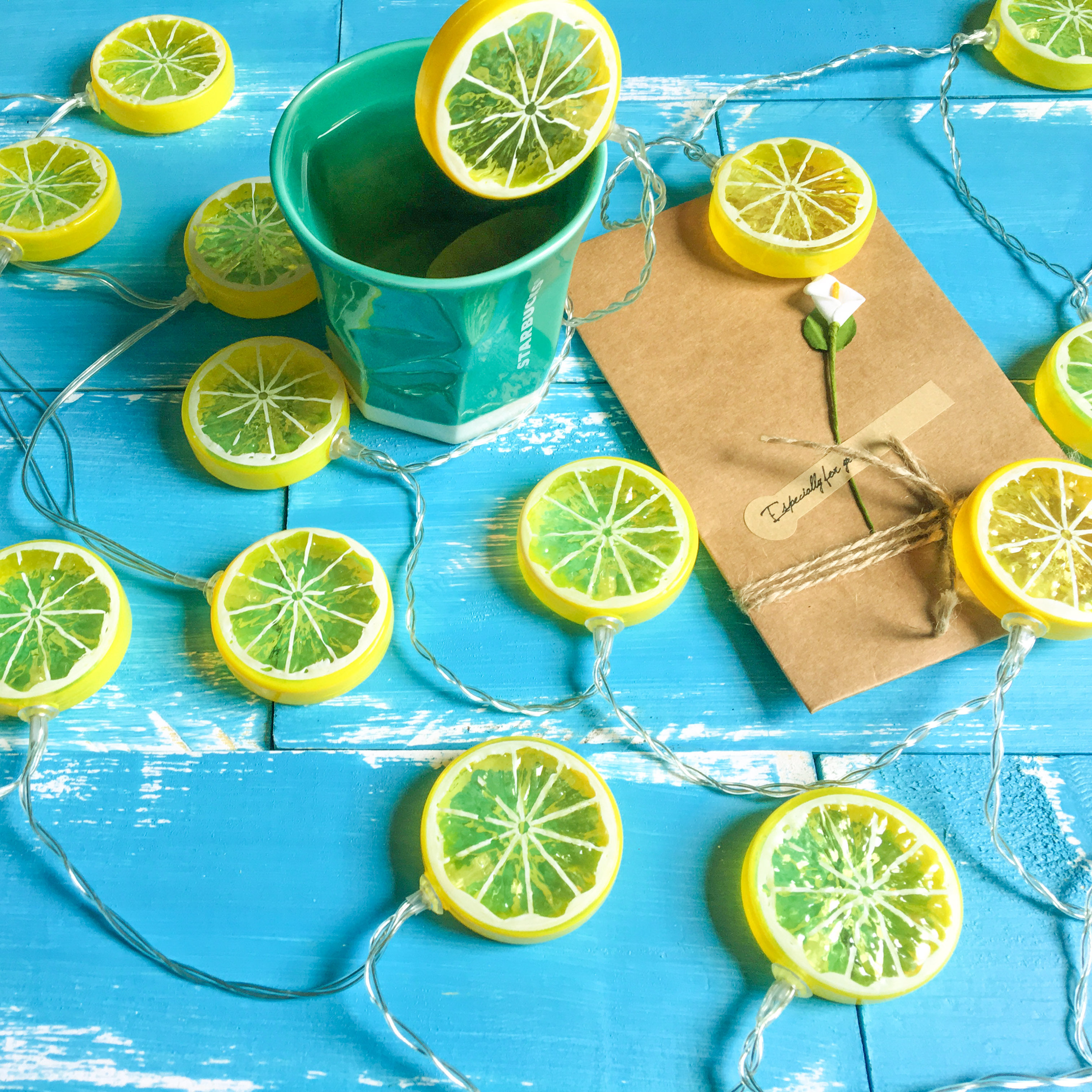 星星灯串彩灯ins少女心 小清新_灯串 水果柠檬橙子装饰灯闪灯彩灯串灯