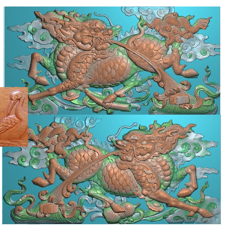 r 精雕图 扫描图古建寺庙麒麟狮子 麒麟八宝精雕图浮雕图