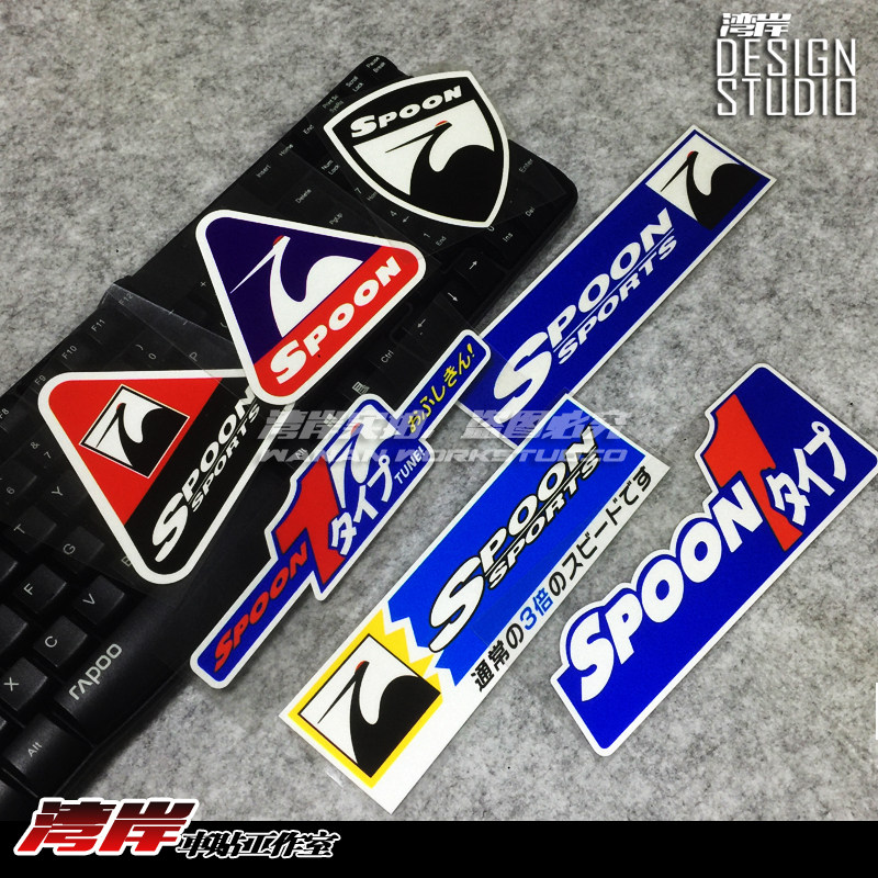 最速湾岸 spoon仙鹤标志改装车贴 jdm日式改装车贴 fc2 fk8 gk5