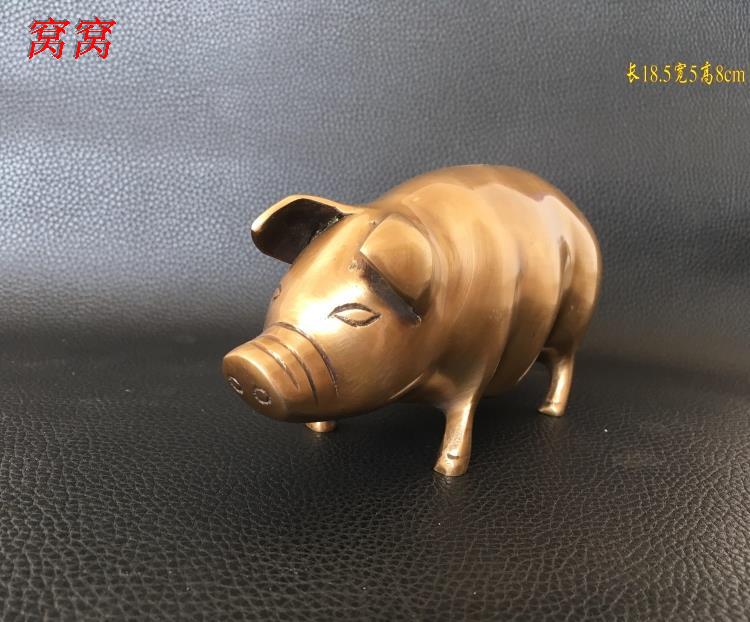 印度进口纯铜手工复古做旧生肖猪创意存钱罐装饰摆件商务礼品