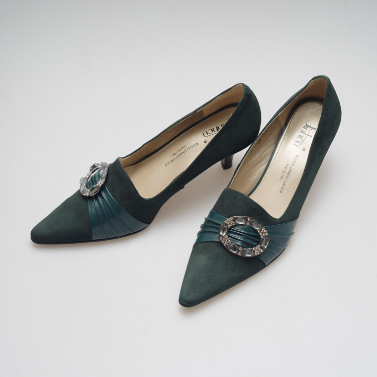 古着vintage单鞋真皮反绒羊皮复古晚晚尖头中跟高跟鞋春春女鞋jh