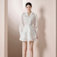 越南小众DELICATE 2023年春季新款白色褶皱珍珠扣衬衫+层次半裙