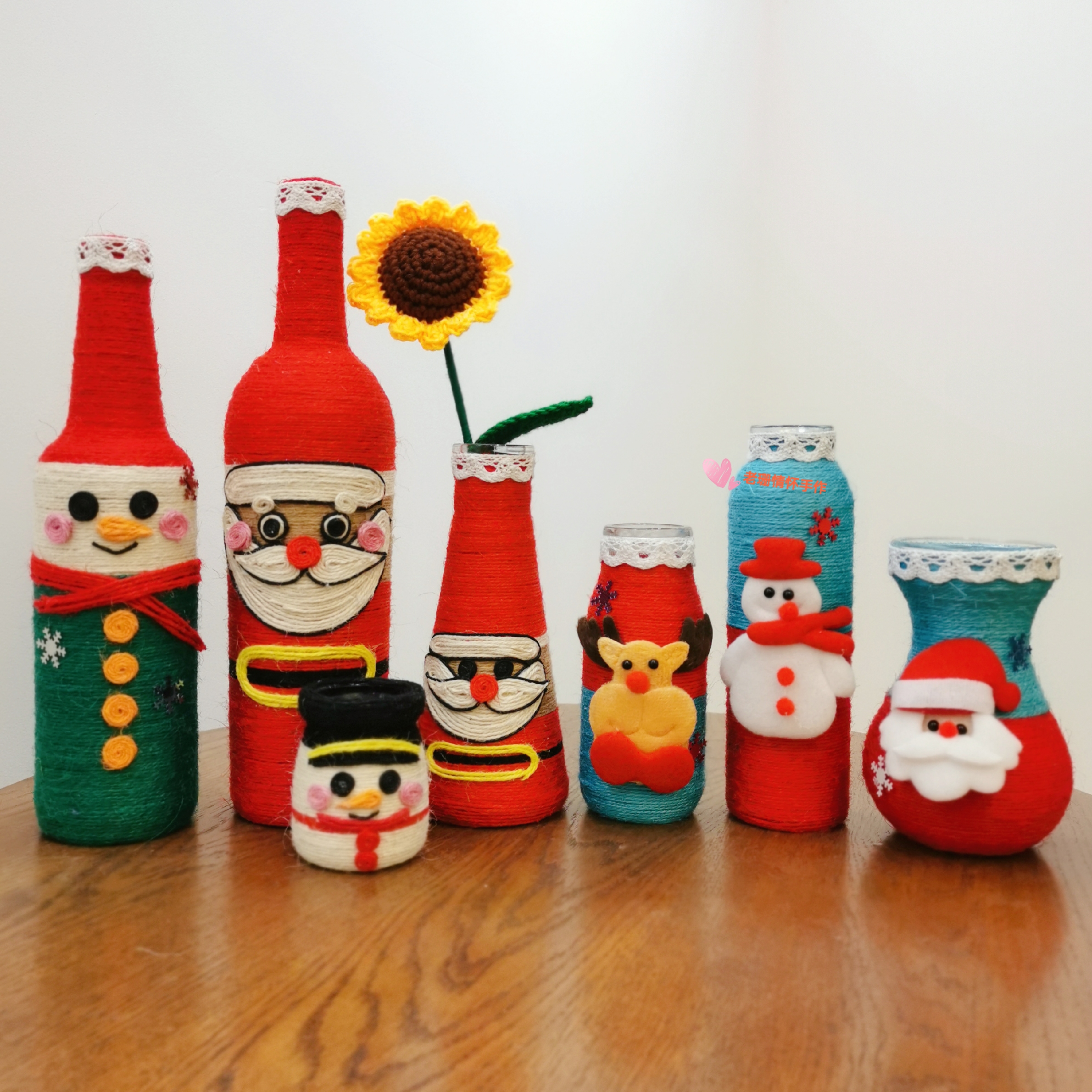 圣诞节成品diy手工创意制作材料包儿童麻绳装饰花瓶环保新年礼物 - 老